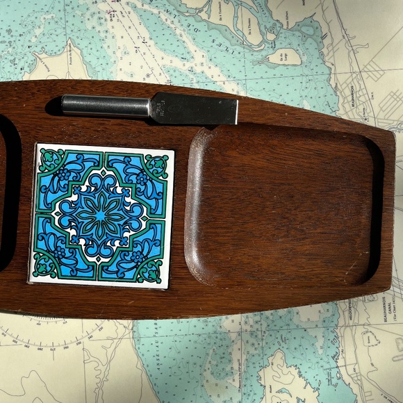 Vintage 70s Imperial Cheeseboard Charcuterie Tray with Knife - Picture 2 of 9